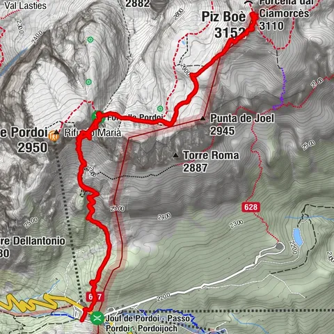 Pordoi hágó-Piz boé