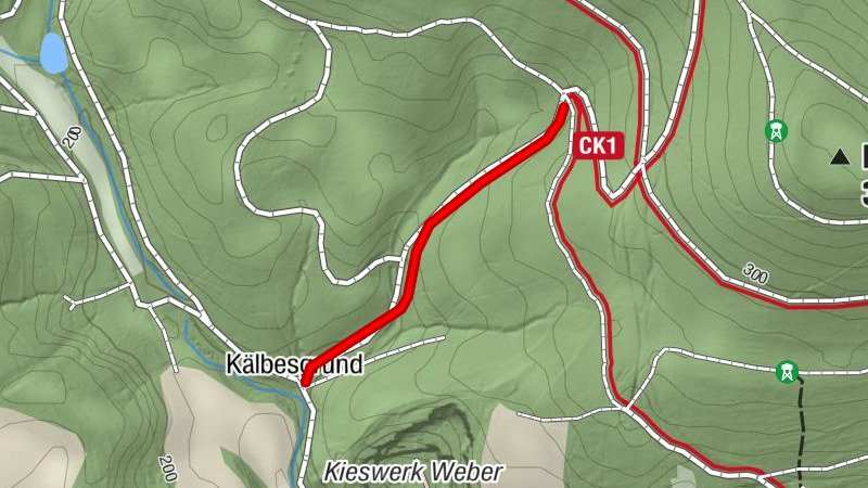 Verbindungsweg V1 zwischen den Wegen CK1 und CK 2 in Collenberg