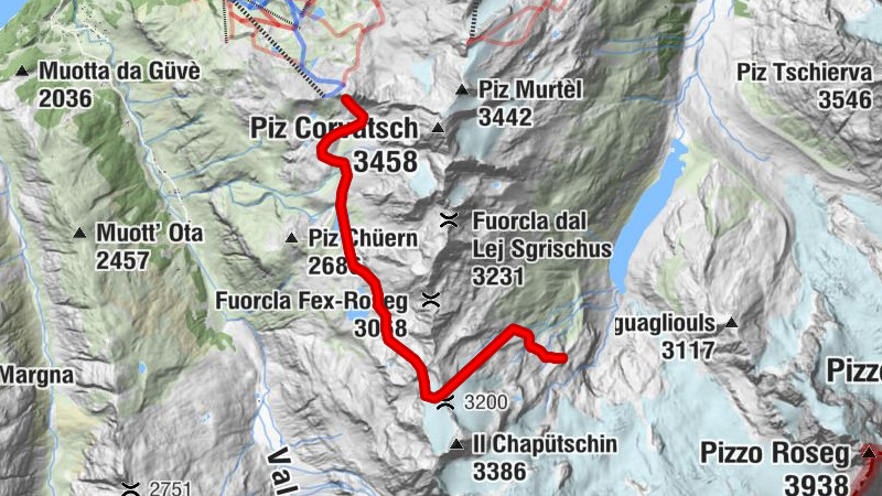 Coax Hütte - Diavolezza (mit Verkehrsmittel über St. Moritz)