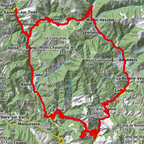 FFC cycling route no. 32: La boucle des 2 vallées depuis St.Sauveur/Tinée