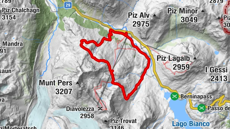 Diavolezza valley station - Lej Pers - Val d'Arlas - Diavolezza valley station