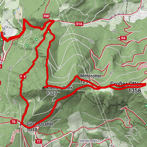 Schanzkapelle - Kleiner Otter - Mitterotter - Großer Otter - Kummerbauerstadl - von Göstritz Göstritz, Niederösterreich