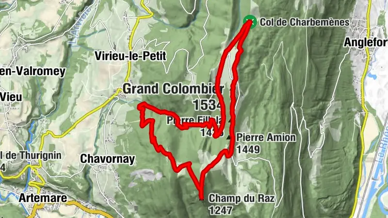 Running trail: Climb of the Grand Colombier from Valromey