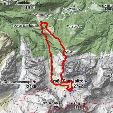 Dolomitenhütte, Rudl-Eller-Weg / Steig, Piccola Ferrata, Laserzsee, Karlsbaderhütte, Dolomitenhütte, Tristach, Österreich