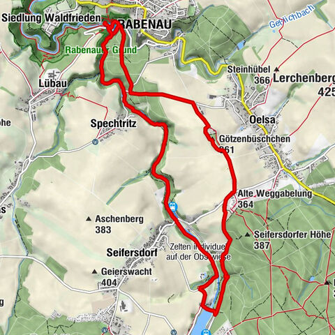 Rabenauer Grund nach Malter, Götzenbusch, Schanzenaussicht und zurück