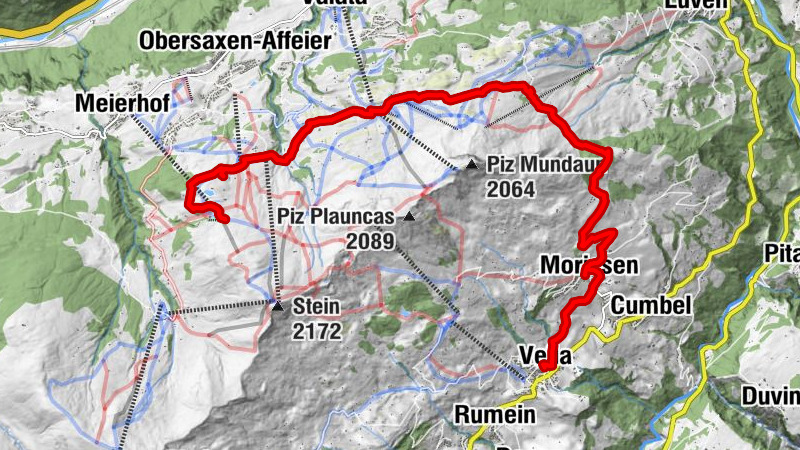 Panoramatour Kartitscha - Cuolm Sura - Bündner Rigi - Morissen/Vella