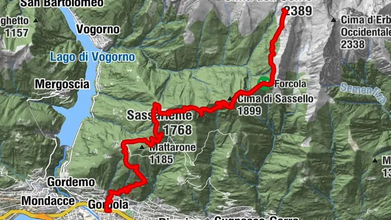 Via Alta della Verzasca - 1st stage: Gordola-Borgna Hut