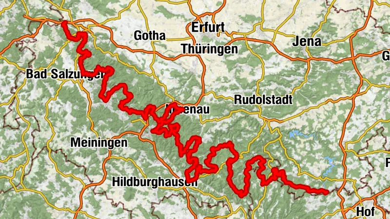 Mountain bike route - Rennsteig MTB bike path - Thuringian Forest