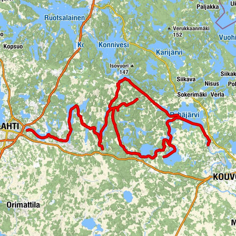 Canoe route from Lahti to the Kymi River and Kimola Canal