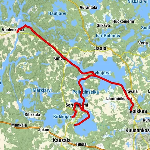 Iitti–Vuolenkoski: Kayaking route around Iitti's Hiidensaari through Kimola Canal to Vuolenkoski