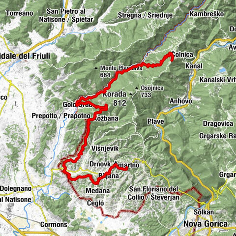 GORIŠKA BRDA I2: Šmartno - dolina reke Idrije - Lig - Kambreško - Solarji - Tolmin
