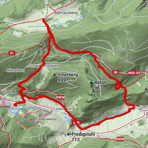 Losenheim - Maumauwiesen - Sebastianfall - Losenheim