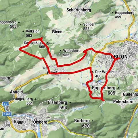 By bike from Brilon to Altenbürener Mühle and to Hiebammen Hütte