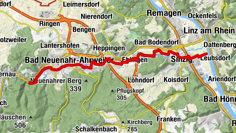 Detour Ahr cycle path Walporzheim - Sinzig