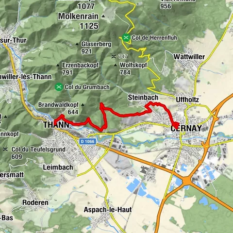 Mountain bike route: The vineyard between Cernay and Thann