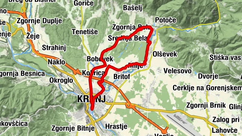 Kolesarska pot Kranj - Preddvor - Kranj