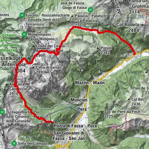 Ciampedie - Gardeccia - Principe Pass - Antermoia Refuge - Val Duron - Campitello