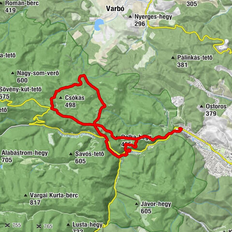 Bakancsos vendéglő - Dolka-hegy - Galya-kapu-nyereg - Szent Flórián és Magyarok Nagyasszonya-templom