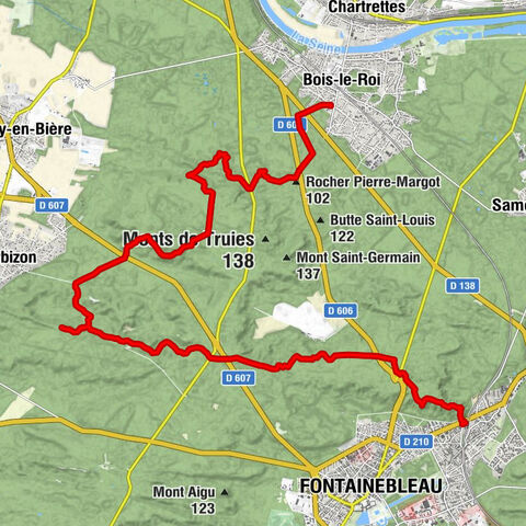 Bois-le-Roi - Rocher Pierre-Margot - Mont Chauvet - Fontainebleau - Avon