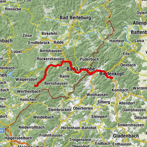 Lahn cycle path 1st stage upstream Biedenkopf - Feudingen/Lahn source