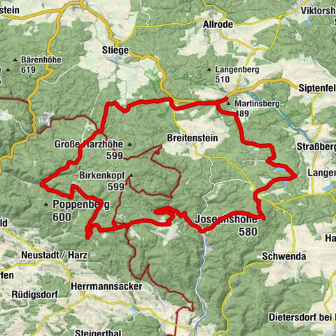 Güntersberge - Talsperre Neustadt - Stolberg - Josephskreuz