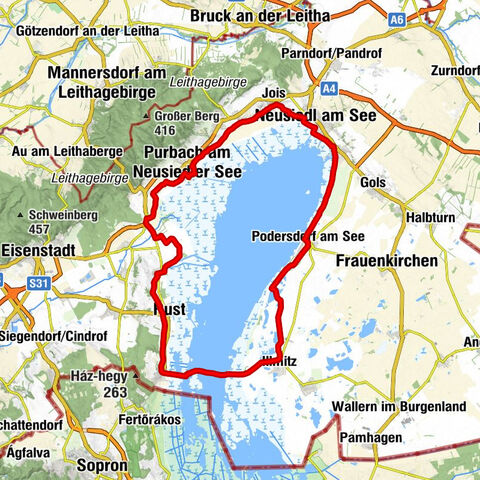 Neusiedler See cycle path with lake crossing