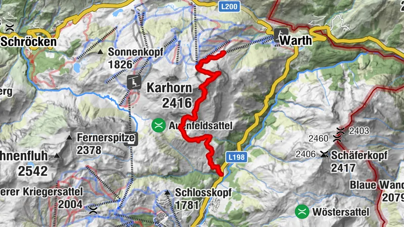 Karhorn via fixed rope route