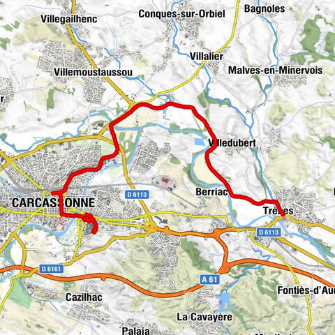 Cascassone - Trebes  am Midi Kanal MTB