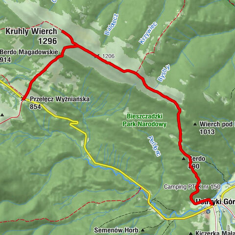 Przełęcz Wyżniańska - Kruhly Wierch - Ustrzyki Górne