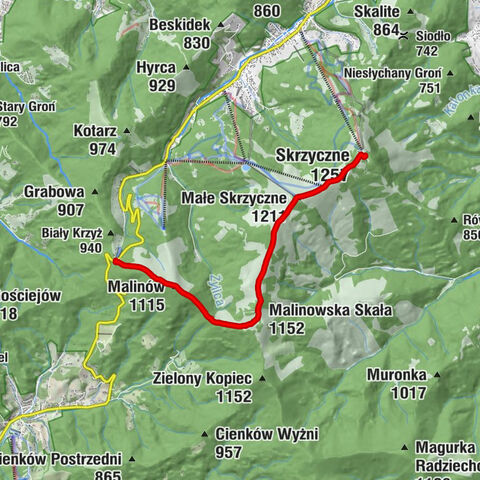 Biały Krzyż - Małe Skrzyczne - Skrzyczne - Schronisko PTTK Skrzyczne