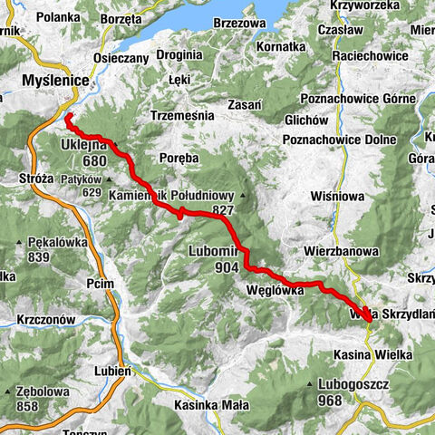 Węglówka - Wierzbanowska Góra - Lubomir - Myślenice