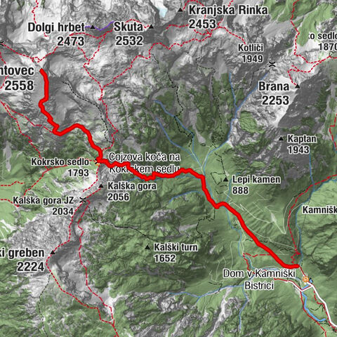 Preddvor - Cojzova koča na Kokrskem sedlu - Kokrsko sedlo - Grintovec