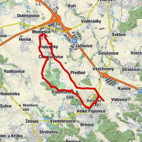 Modletice - Popovičky - Chomutovice - Bartošky