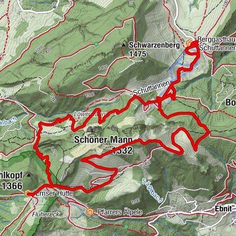 Schöner Mann  1532 m (Gipfel und Umrundung) von Schuttannen