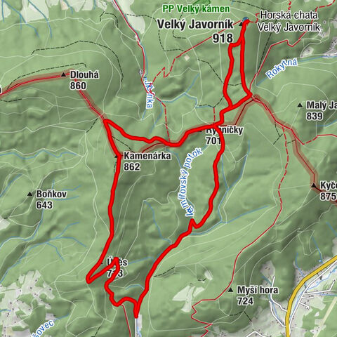 Koliba Paseky - Úvěs - Kamenárka - Velký Javorník