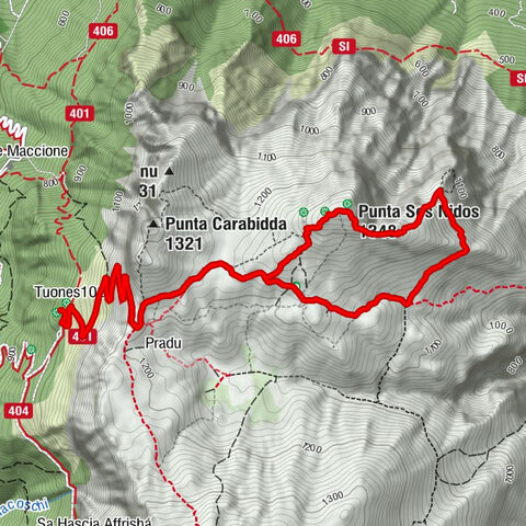 Cuile Tuones - Iscal 'e Pradu - Punta Sos Nidos - Punta Pedra Mugrones