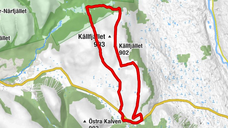 Gammelgården - Källfjället - Källfjällsstugan - Sälens Fjällkyrka