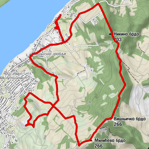 Дунавска тераса - Никино брдо - Вишњичко брдо - Милићево брдо