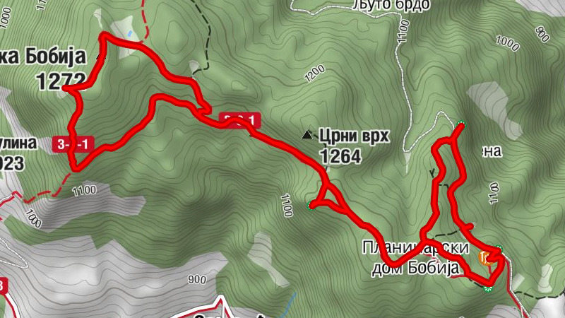 Планинарски дом Бобија - Црква Светог цара Лазара - Црни врх - Торничка Бобија