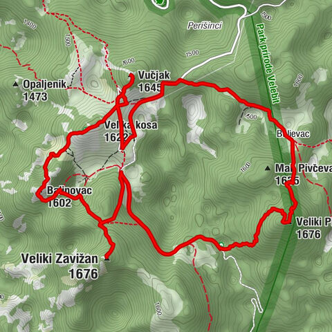 Klada - Veliki Zavižan - Veliki Pivčevac - Krasno