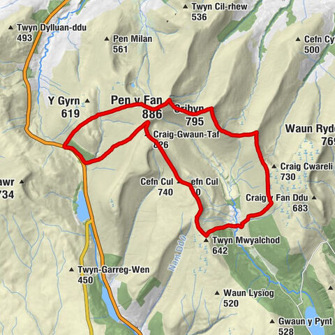 Glyn Tarell - Cefn Cul - Pen y Fan - Corn Du