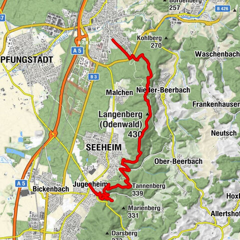 Jugenheim - Tannenberg - Langenberg (Odenwald) - Am Frankenstein