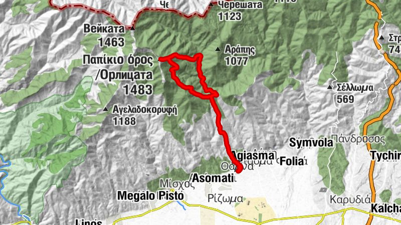 Θάμνα - Μαχαίρας - Παπίκιο όρος /Орлицата