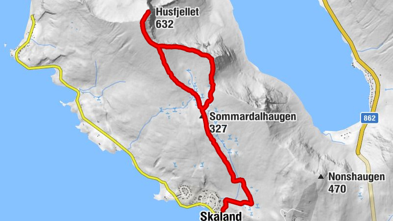 Skaland - Sommardalhaugen - Husfjellet - Berg kirke