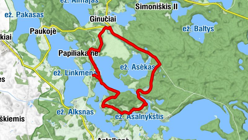 Ladakalnis - Salos - Ginučiai - Papiliakalnė
