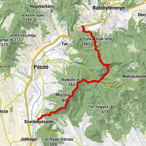 Szurdokpüspöki - Muzsla - Ágasvár - Mátraverebély