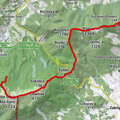 Schronisko PTTK na Hali Krupowej - Polica - Babia Góra / Babia hora - Markowe Szczawiny
