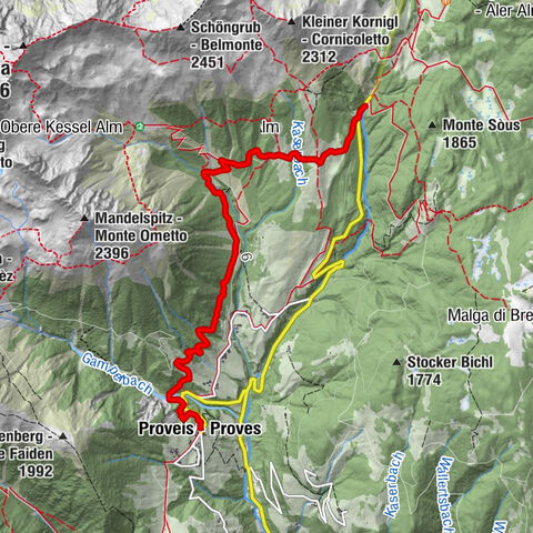 Laurein - Lauregno - Rawauer Alm - Malga di Revò - Untere Kessel Alm - Malga Caldaia Inferiore - Neue Post