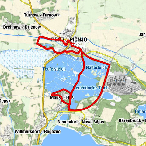 Peitz - Picnjo - Stadtkirche - Ottendorf - Otašojce - Teich GUT Peitz