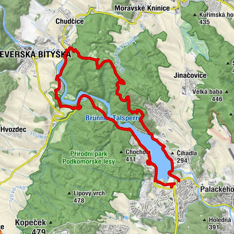 Kníničky - Rokle - U kotvy - Bystrc